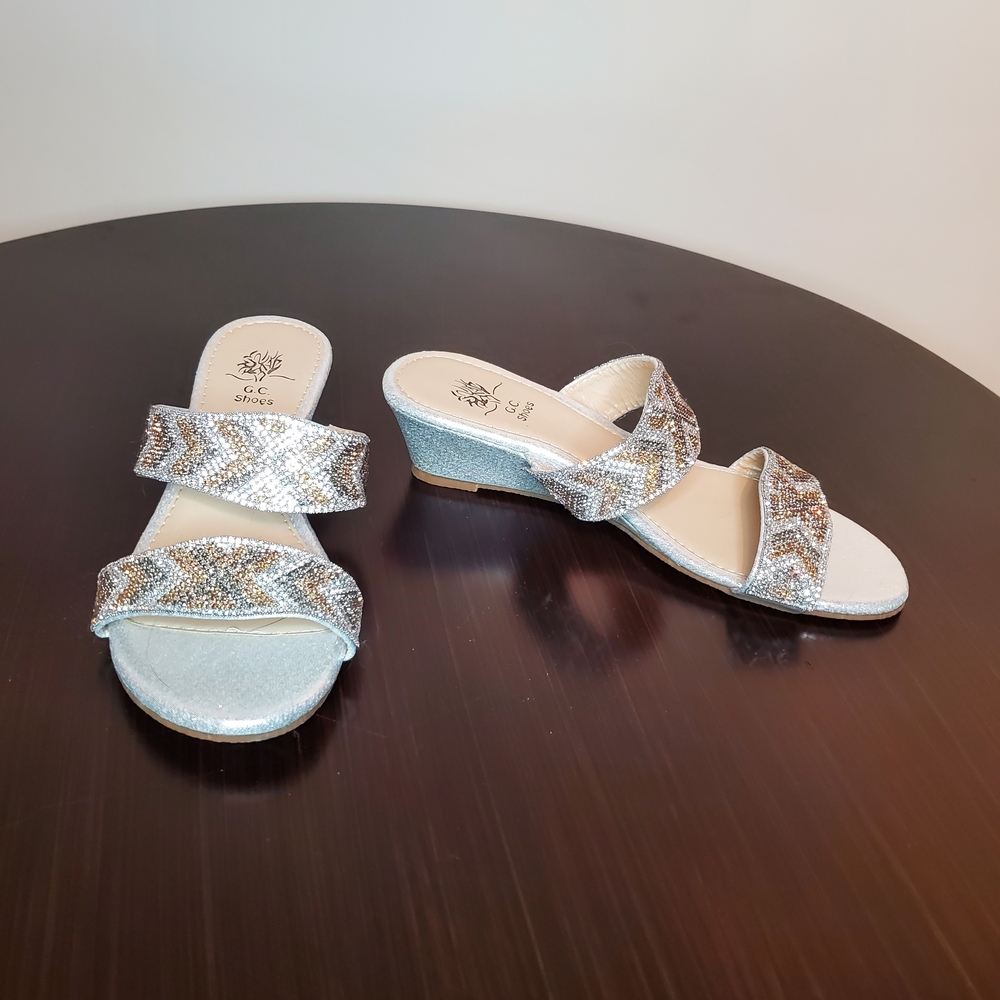 CC Shoes Silver and Gold Wedge Sandals